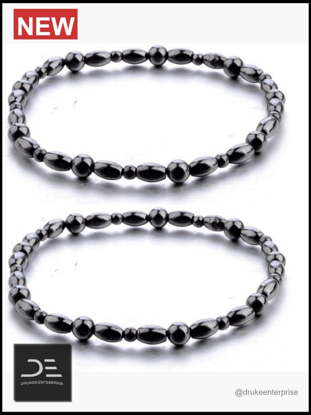 2pcs Hematite Magnetic Anklets Therapy Pain Relief Healing